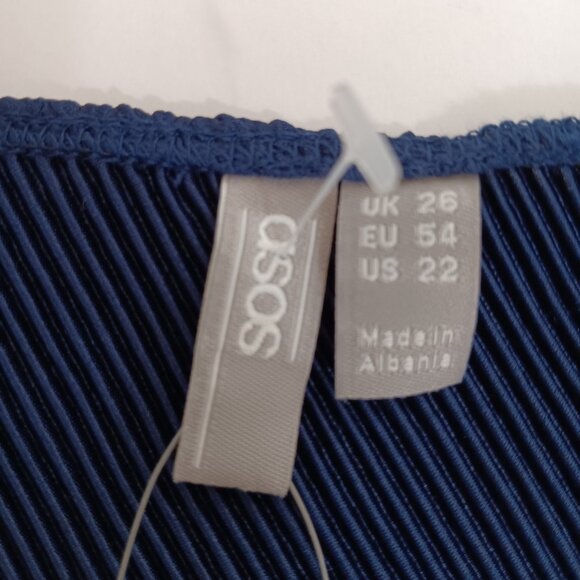 ASOS DESIGN Curve Women's Navy Blue One Shoulder Plisse Jumpsuit Size 22 - Picture 11 of 15